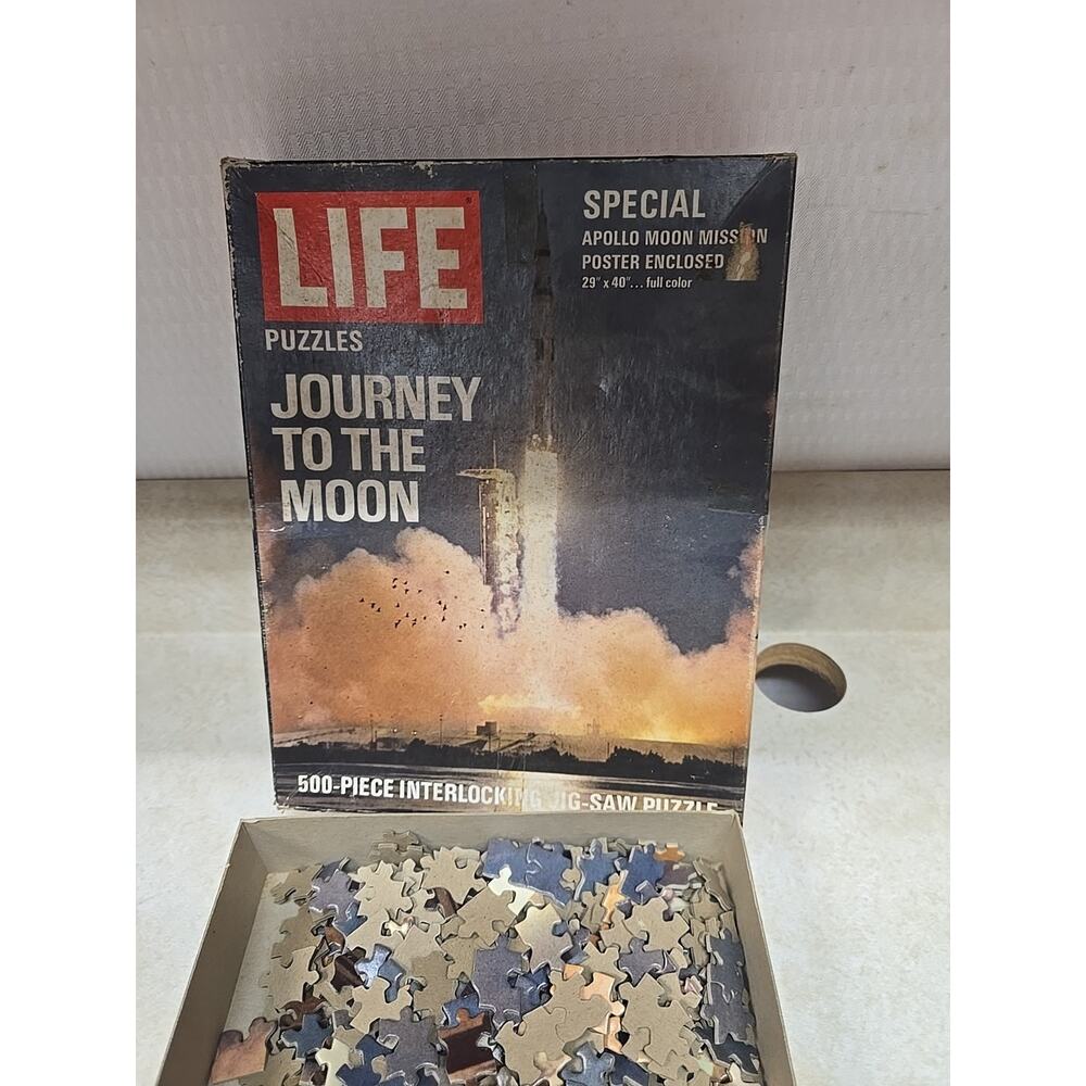 Vintage 1969 LIFE Journey To The Moon 500pc Puzzle Apollo 11 NASA Poster Space - Picture 2 of 5